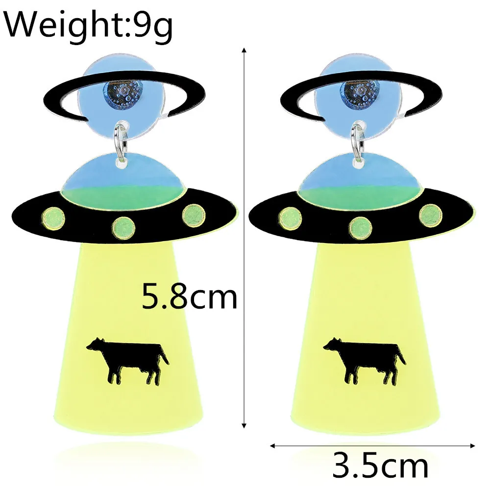 UFO, голова инопланетянина, зеленые акриловые серьги, модные ювелирные изделия, крутые, в стиле панк, массивные серьги для женщин, девушек, повседневные ювелирные изделия, Brincos