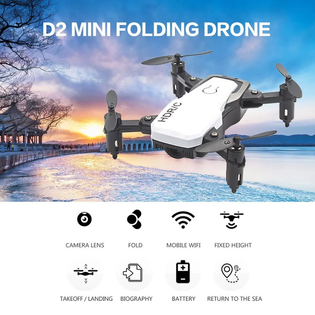 

D2 Mini Folding Drone Remote Control Aircraft Without Camera High Hold Mode Foldable Arm RC Helicopter