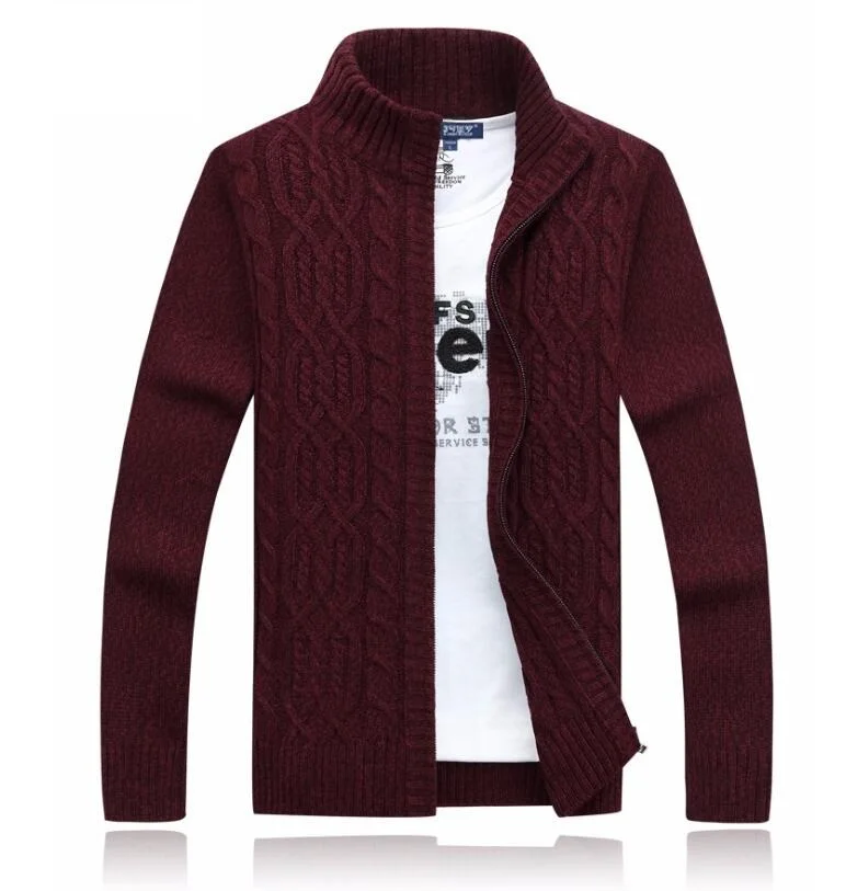 Man Sweater Casual Men cardigan thick cashmere sweater outerwear winter Brand Gray Blue