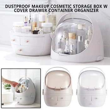 

Large Capacity Dustproof Makeup Cosmetic Storage Box Cover Protable Drawer Container Desktop Organizer