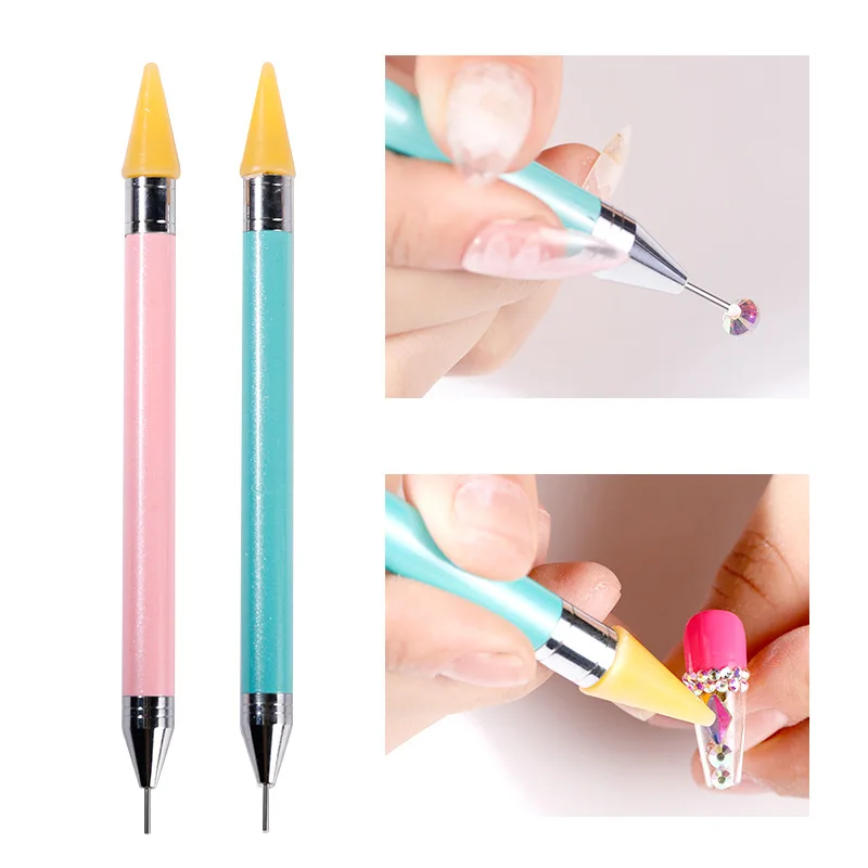 

Manicure Implement Diamond Pen Pink Blue Double-Headed Metal Rod Boxed Nail Art Crayon Diamond Pen Manicure Tools