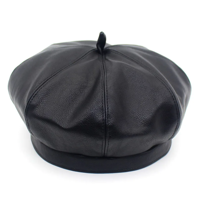 Ditpossible Винтаж pu берет женские шапки Твердые gorras touca береты