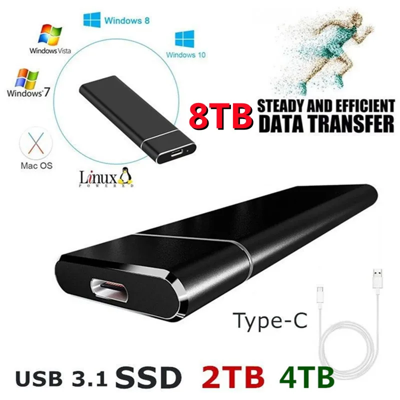 High Speed 10TB 8TB 6TB 4TB External SSD Mobile Solid State For Mac