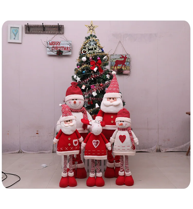 Рождественские куклы большого размера, выдвижной Санта-Клаус, снеговик, лося, игрушки, рождественские фигурки, игрушки, рождественский подарок для детей, украшения на елку