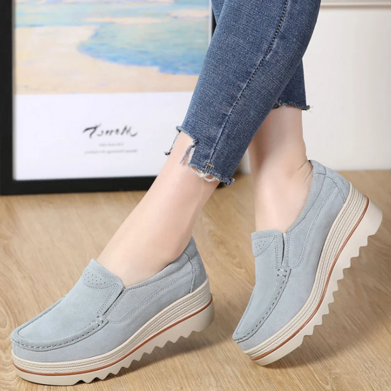  2021 Spring Women Flats Shoes Platform Slip On Flats Woman Sneakers Female Suede Ladies Tenis Loafers Moccasins Casual Shoes ballet flat leather shoes womens