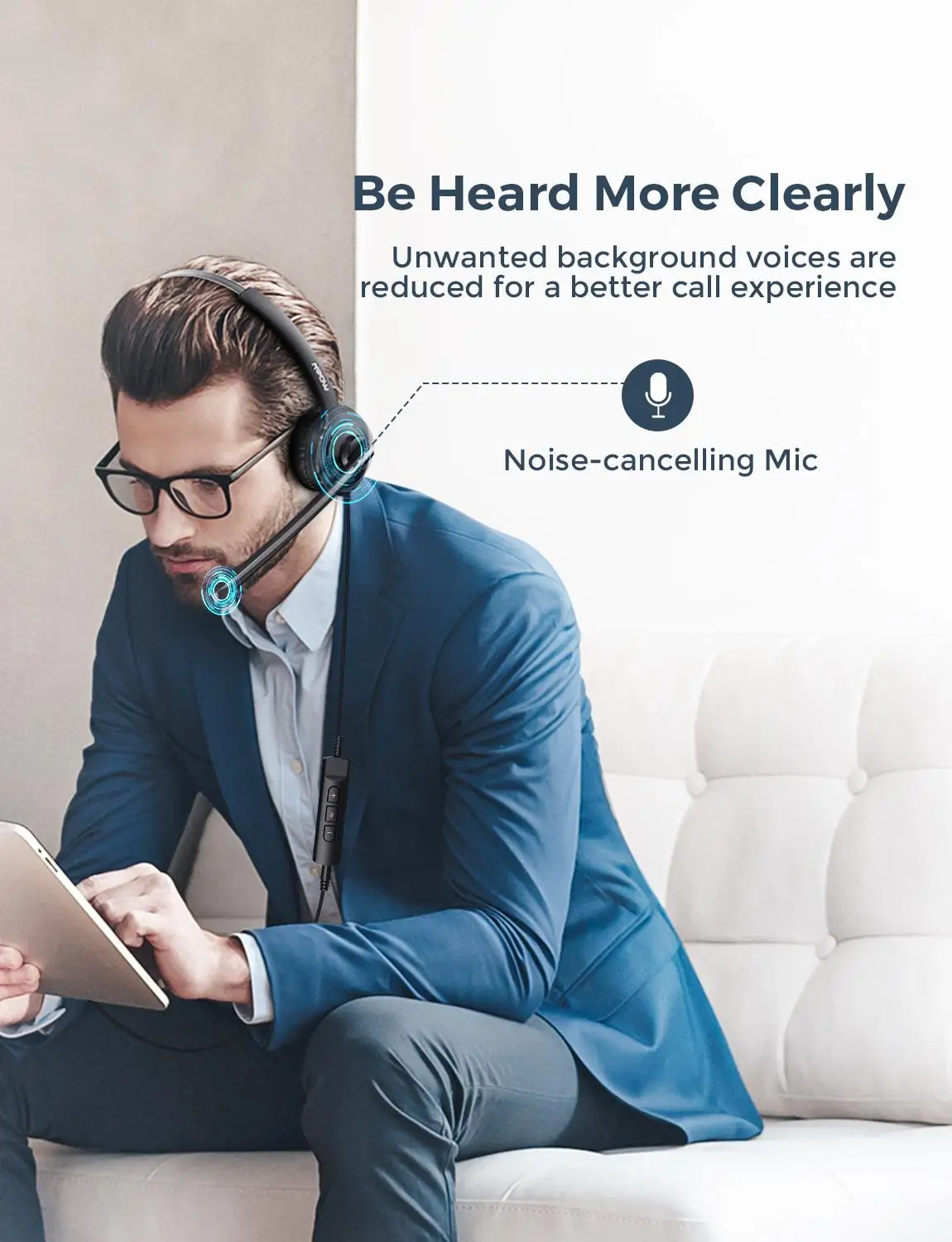 Mpow BH323 Wired Stereo Computer Headset with Noise Cancelling Mic 3