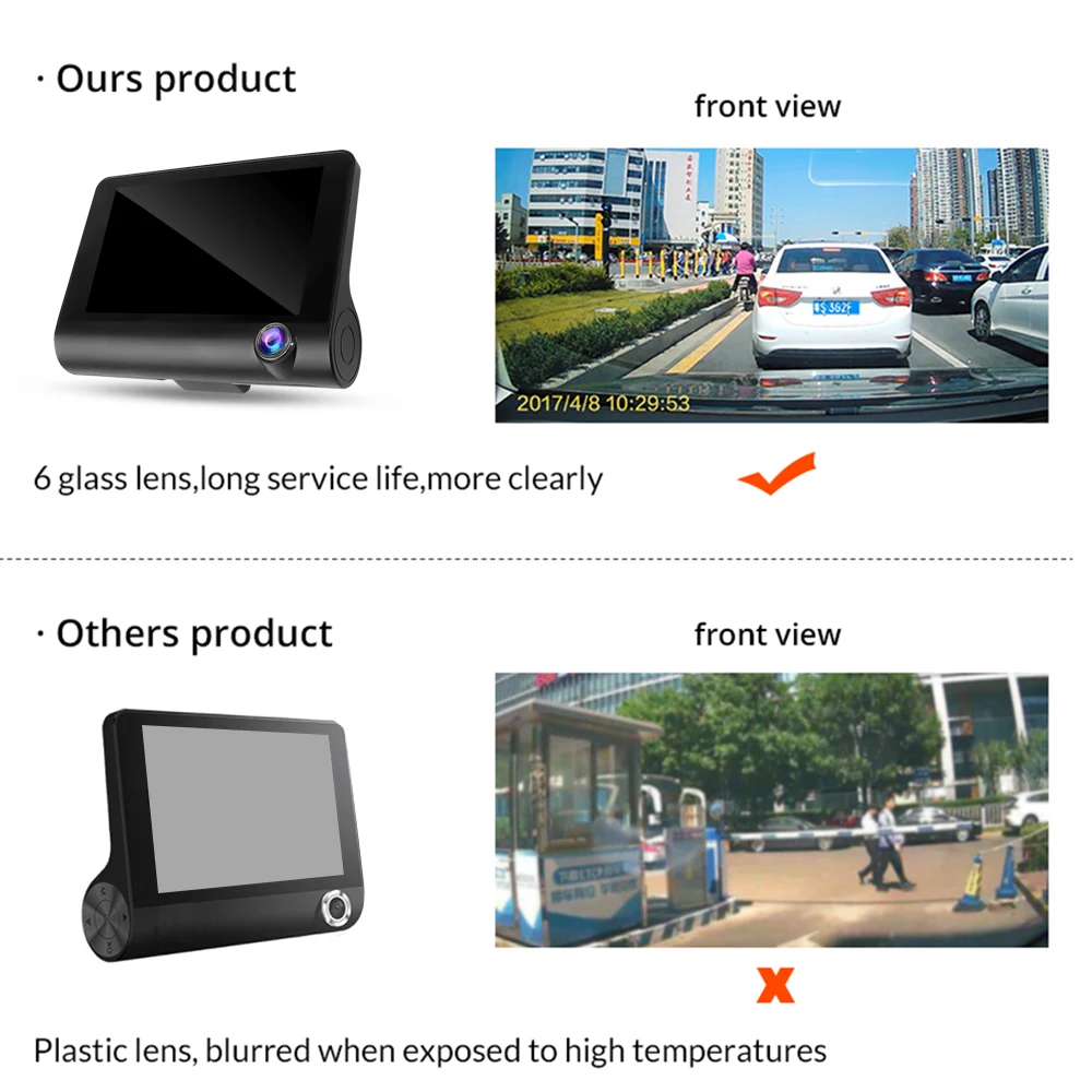 1080P 4'' HD Car DVR 3 Cameras Dual Lens With Reversing Camera Video Recorder Auto Dvrs Dash Cam Camcorder 32G TF Max ZW-4 (11)