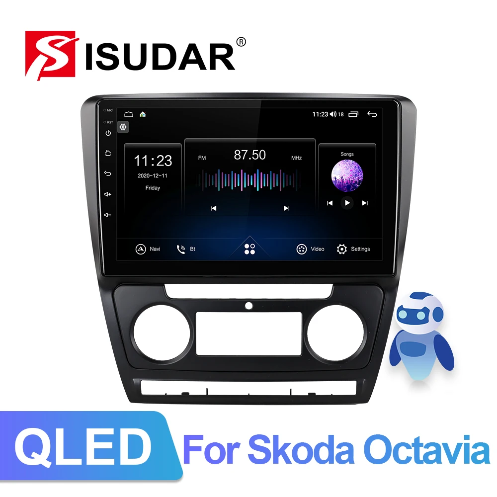 Isudar V72 1 Din 4G Android Auto Radio For Skoda Octavia 2009 2010 2011 2012 2013 Car Multimedia GPS Octa Core RAM 6GB ROM 128GB
