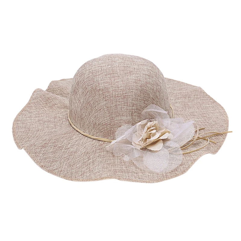 light brown Летняя соломенная шляпа для женщин с большими широкими полями, пляжная шляпа, шляпа от солнца, складная Солнцезащитная шляпа с защитой от воздействия УФ-излучения - Цвет: light brown