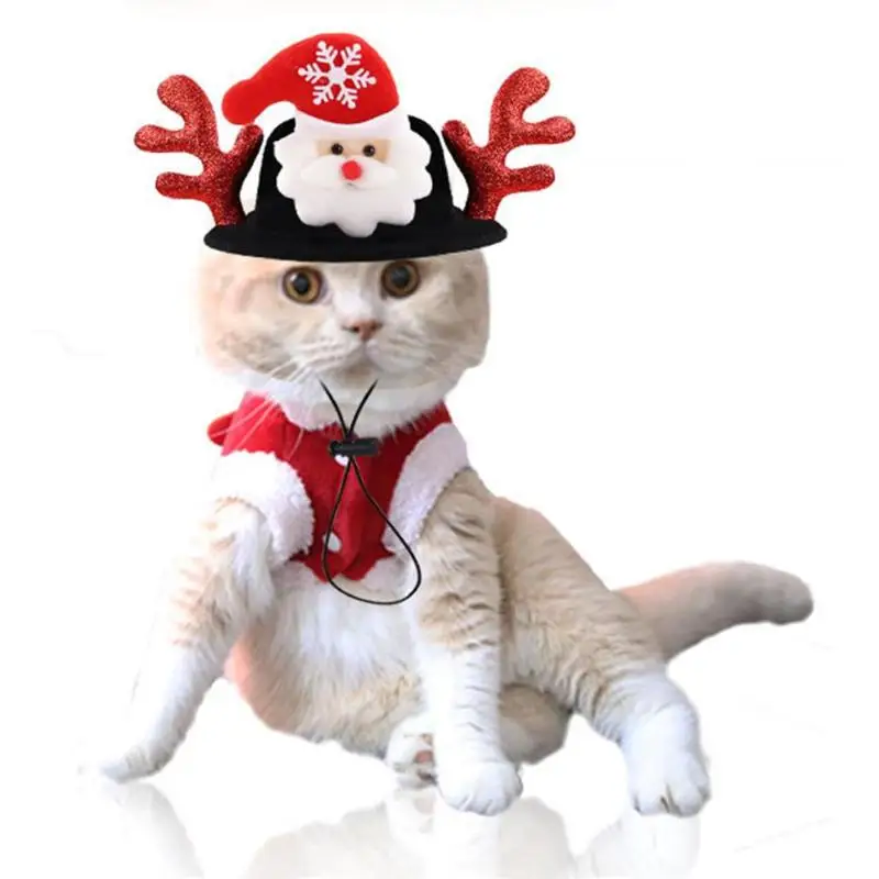 Рождественская повязка на голову для домашних животных, шапка с рогом оленя, костюм для собак, щенков, кошек, косплей, вечерние головные уборы, шапки для собак, кошек