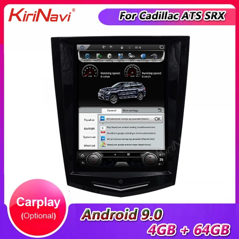 Автомобильный Dvd-плеер KiriNavi Telsa Style вертикальный экран 10 4 дюйма 1 Din Android 9 0 для Cadillac
