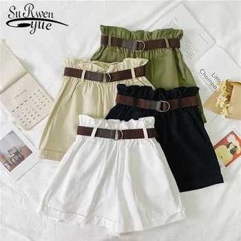 

Elastic Waist with Belt Shorts Spring High Waist Loose Wide Leg Shorts Women 2019 Summer New Korean Style Female Shorts 7224 50