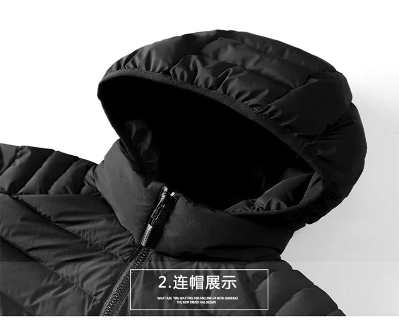 HAWAIFISH Men's Parka Winter Zipper Jacket Cotton Padded Coat Solid Color 2021 New Hooded Down Jacket rain parka