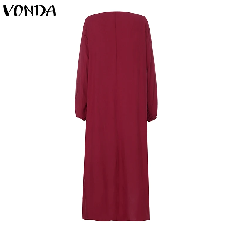 VONDA, женское летнее платье,, длинный рукав, v-образный вырез, вечернее платье, повседневное, свободное, плиссированное, макси, длинное, сарафан размера плюс, женское платье