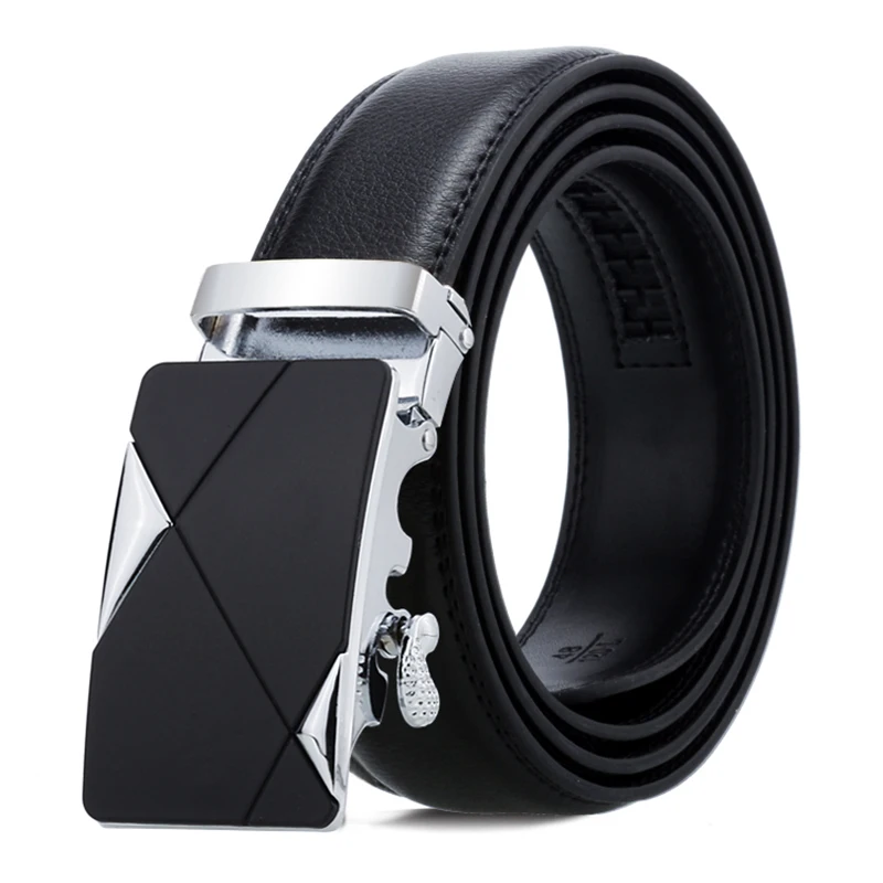 

Leather Belt Men Luxury Genuine Leather Black Belt High Quality Business Alloy Automatic Buckle Male Strap