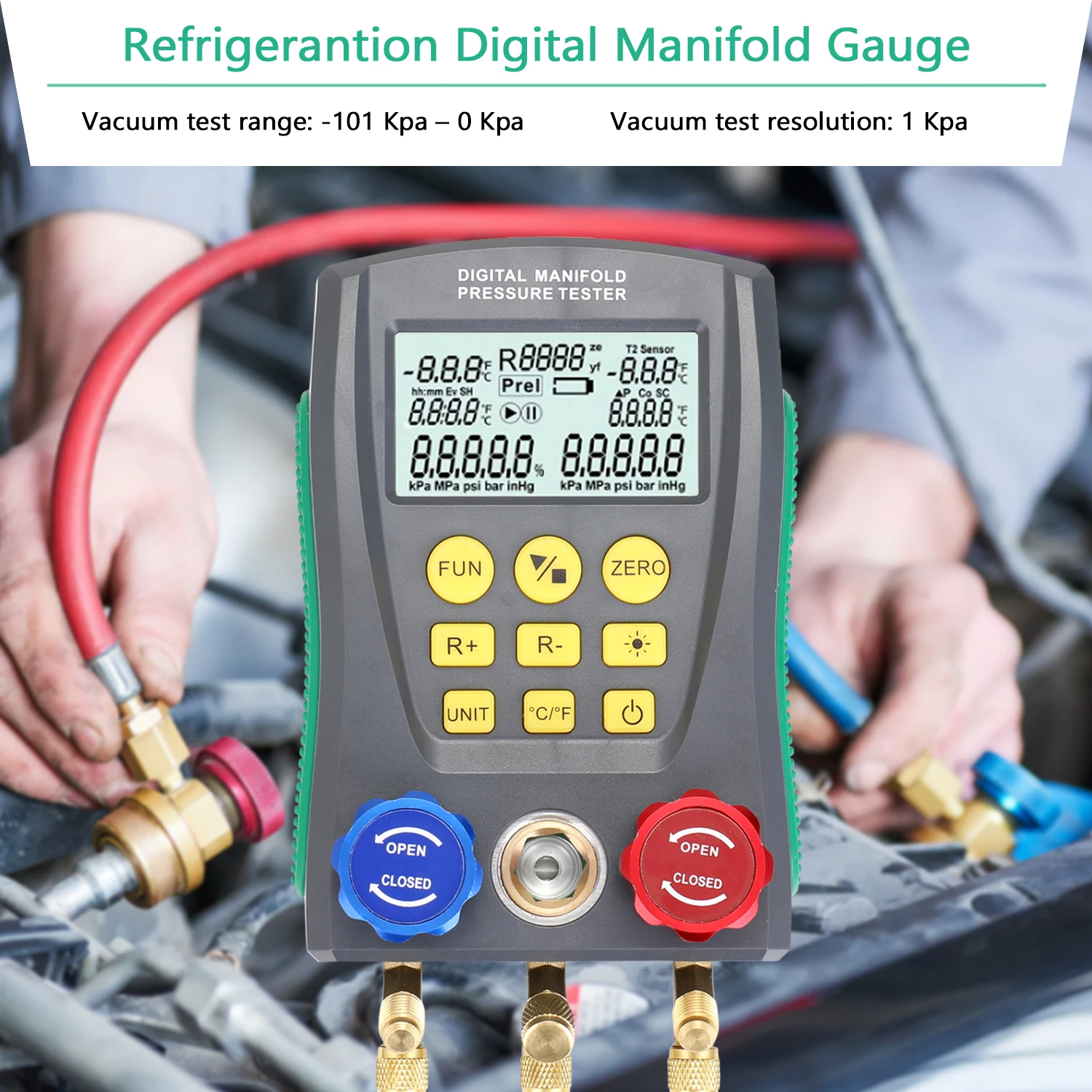Pressure Gauge Refrigeration Digital Vacuum Pressure Manifold Tester