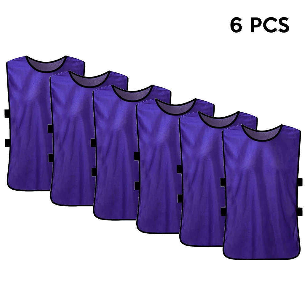 Purple 6 шт. Детские быстросохнущие футбольные Джерси майки командная тренировочная Спортивная жилетка дышащий баскетбольный тренировочный спортивный жилет - Цвет: Purple