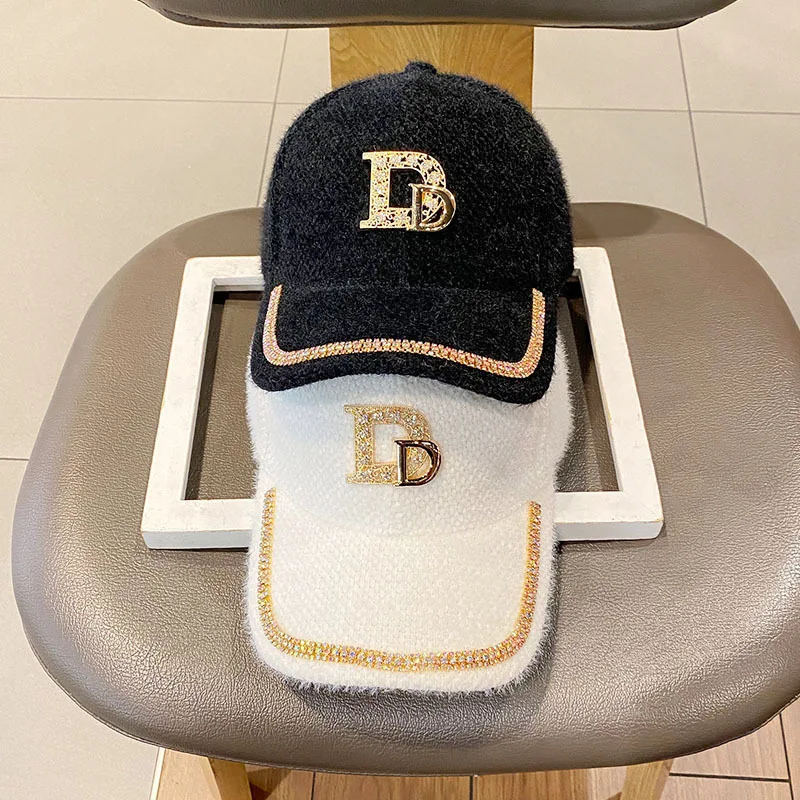 Hat Baseball-Cap Diamond-Caps Outdoor Fashion Women Brand Letter Winter Adjustable