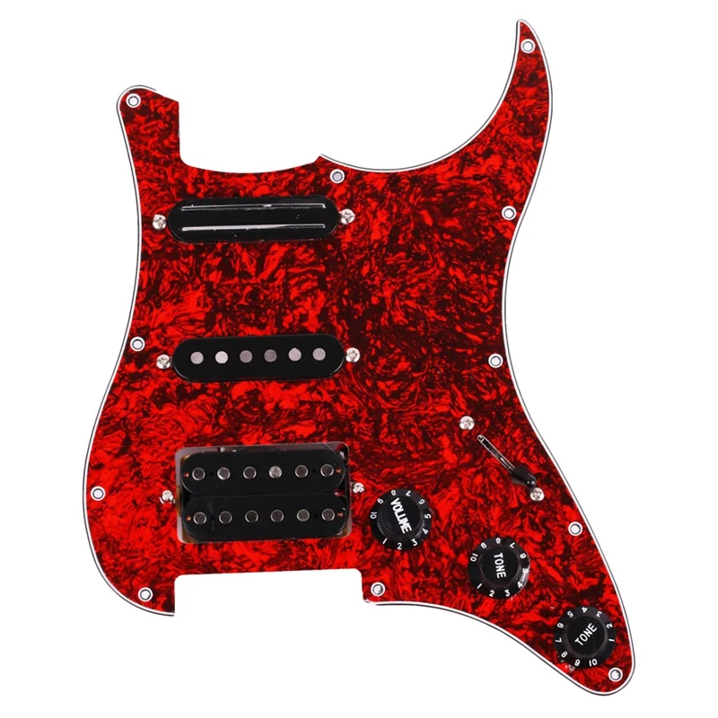 

Guitar Pickguard 3-Ply SSH Loaded Prewired Humbucker Pickguard Pickups Set for Strat ST Electric Guitar Red Pearl