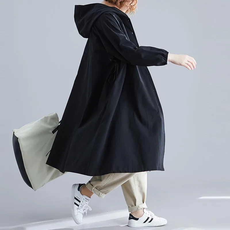 Осенние новые женские куртки пальто плюс размер с капюшоном свободные Harajuku ветровка верхняя одежда Harajuku женские куртки больших размеров 5XL