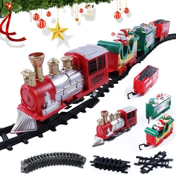 

12/19PCS Children Track Small Train Toy Simulation Electric Light Music Christmas Train Toy for Kids Christmas Gifts