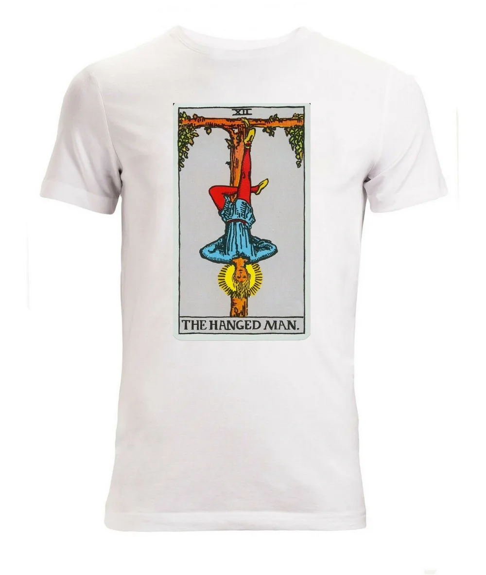 Мужская футболка с логотипом Таро Hanged Man (Женская в наличии) белая хлопковая