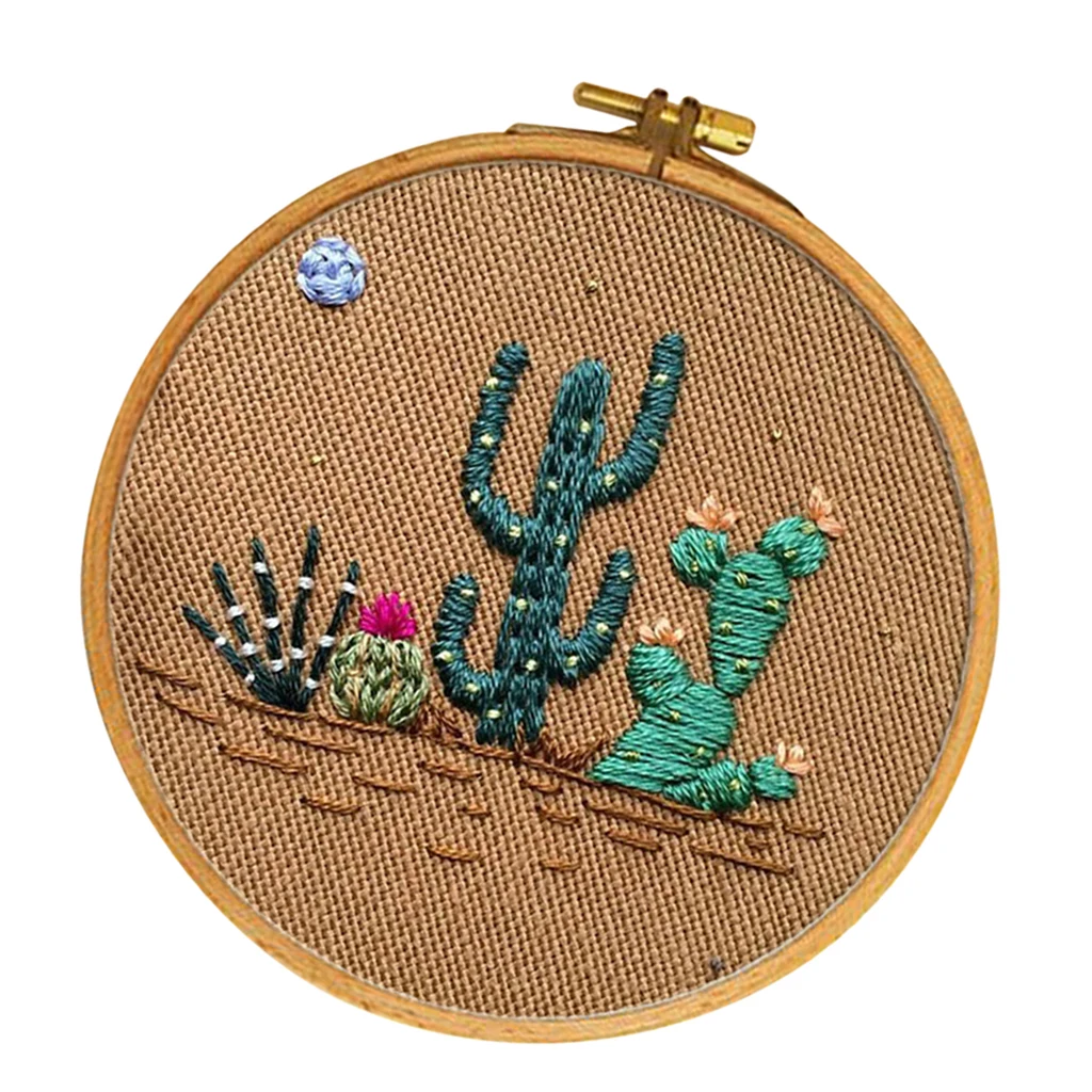 Cactus Pattern Cross Stitch Kits, Embroidery Kit with Embroidery Hoop - for Beginners, Starters, Handicrafts