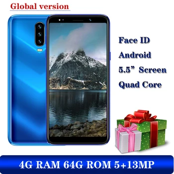 

K50 Global version quad core smartphones 4G RAM 64G ROM 13MP Android mobile phones face ID unlocked cheap celulars Fast shipping