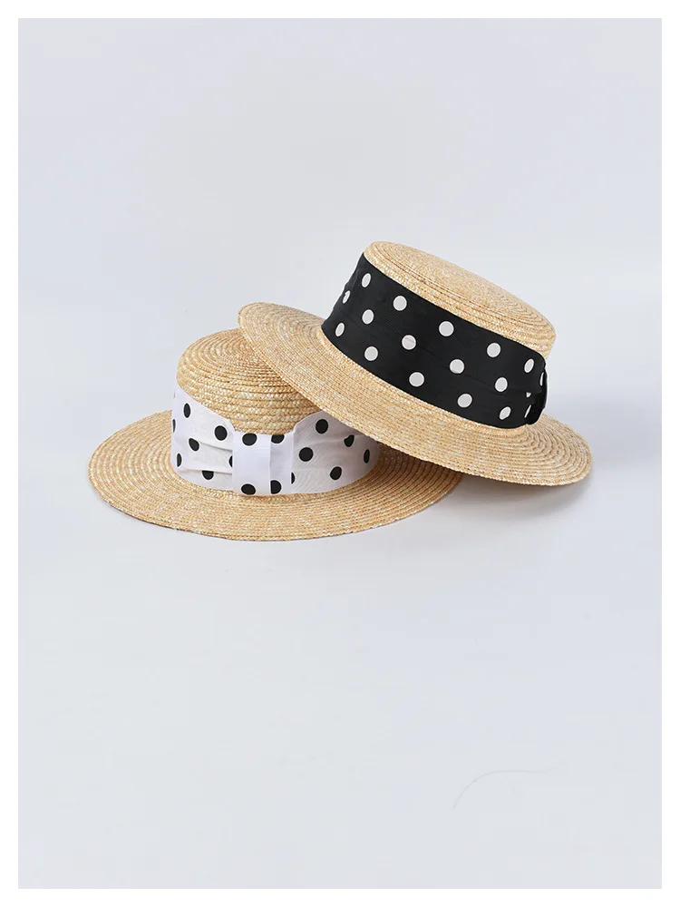 New Summer Hat Flat Top Natural Straw 