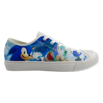 

Customized Children Sneakers Boys Girls Kids Classic low top Canvas Shoes Flats Breathable Cartoon Sonic the Hedgehog Print