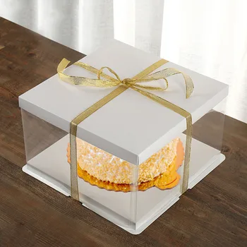 

4pcs Cake Packaging Box Cake Container Transparency Cake Box Cake Wrapping Box