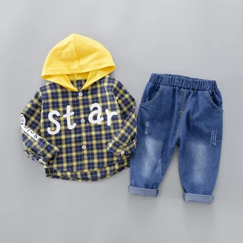 

Spring Autumn Children Boy Girl Clothes Toddler Cotton Clothing Set Infant Plaid Shirts Pants 2Pcs/Set Fashion Kids Leisure Suit
