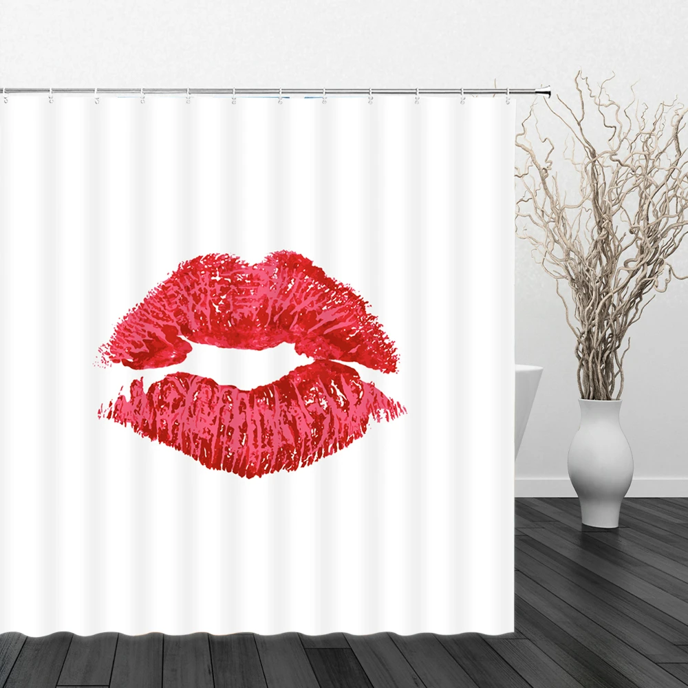 

Modern Simplicity Shower Curtain 3D Print Comics High heels Red lips Bath With Hooks Bathroom Home Waterproof Shower Curtains