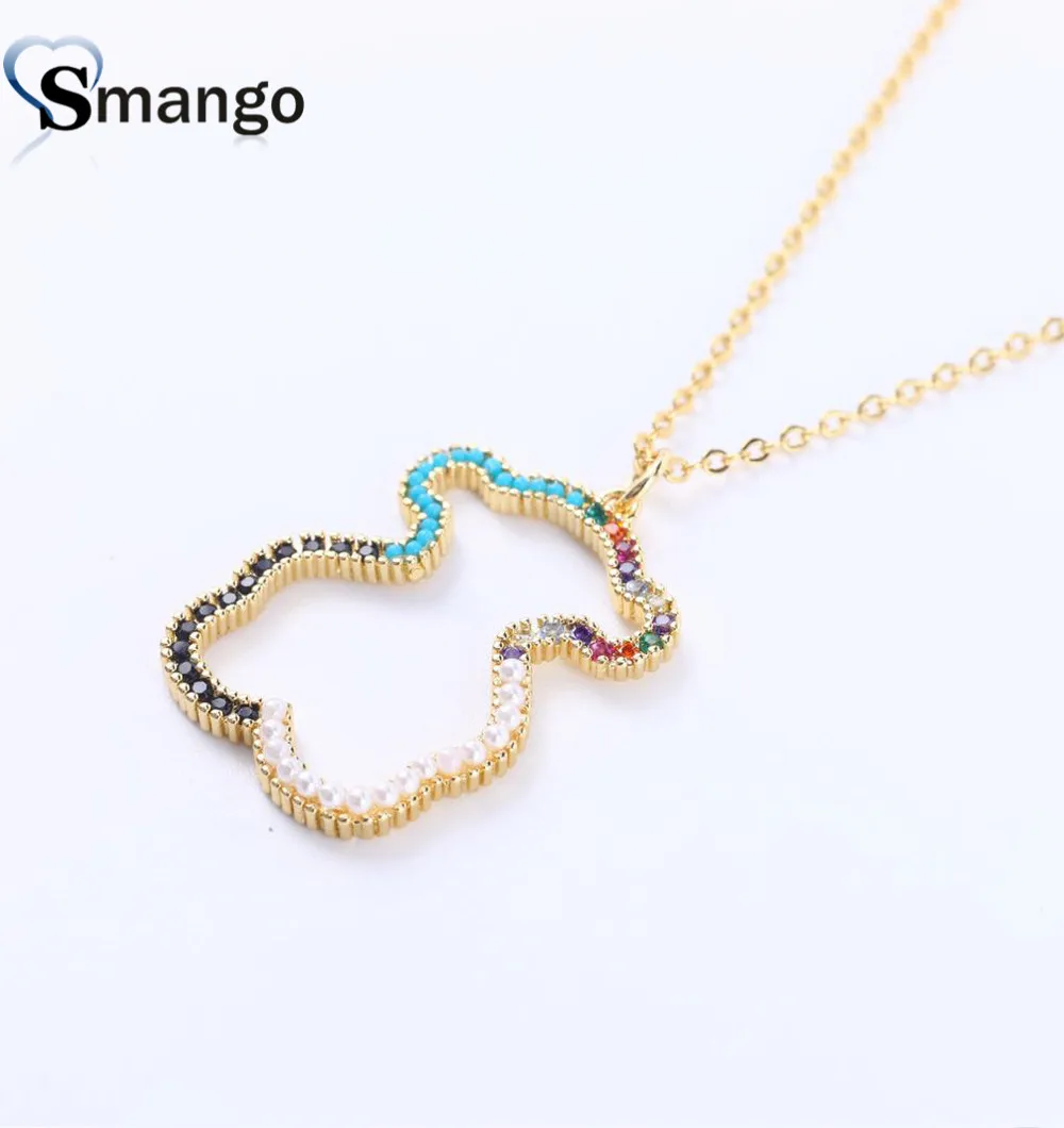 

Women Fashion Popular Necklace Bear Shaped Pearl Zircon Necklace Four Color Matching Options Can Choose Exquisite Gift Box
