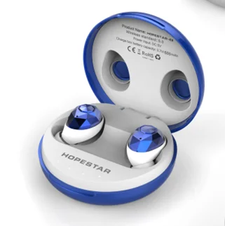 Синий HOPESTAR E6 Bluetooth наушники TWS 5,0 с кристаллами бриллиантов, беспроводные наушники 3D стерео с зарядной коробкой - Цвет: Синий