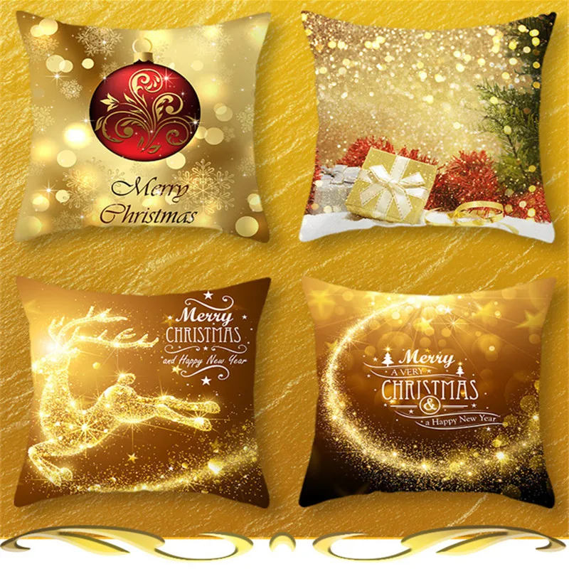 Gold Pillow Case Black And White Golden Painted Pillowcase Decorative Christmas Cushion Cover For Sofa Pillows 5z | Дом и сад