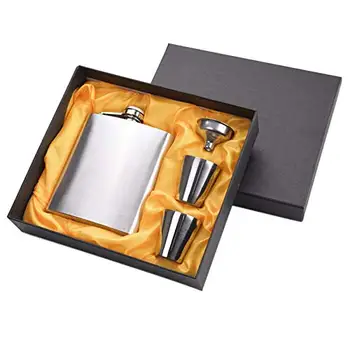 

Set 7 Hip Flask Gift oz Liquor Stainless Steel with Funnel and Shot Glasses for Sprites