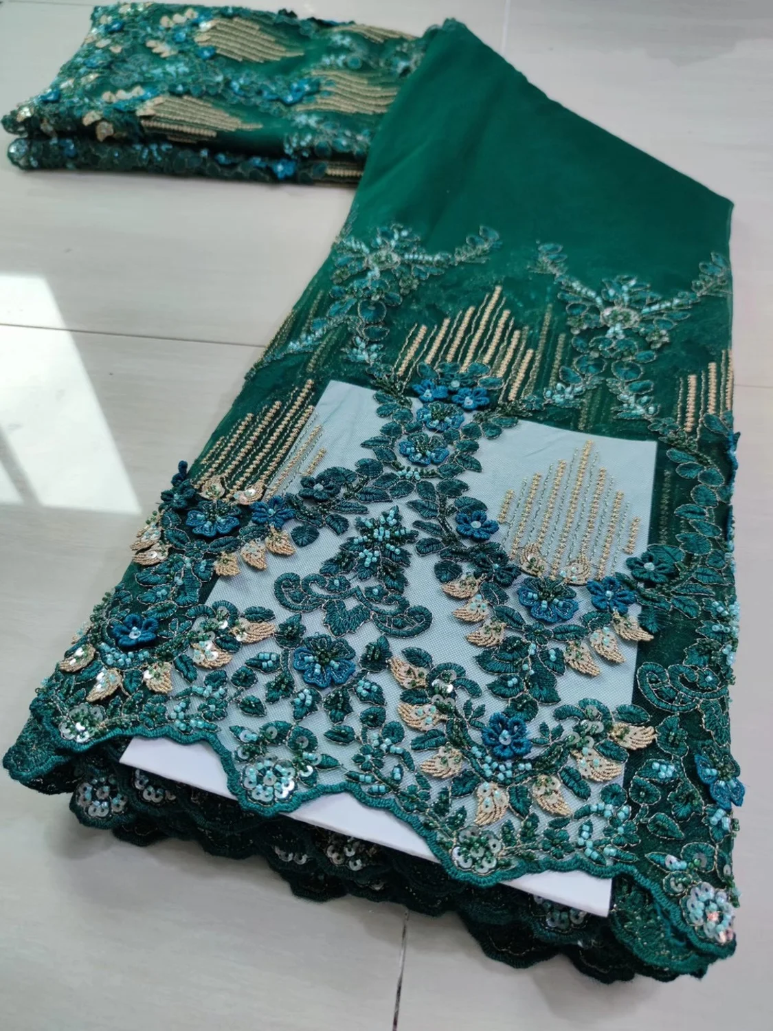 Новейшая нигерийская кружевная ткань ручной работы двухугольные бусины и