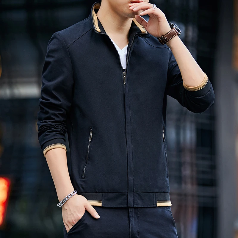 Hot Product 2019 Hot Men Oversize Solid Color Classic Bomber Jackets Men Spring Autumn Outerwear Mens Windbreaker Jackets Plus size 4XL Coat