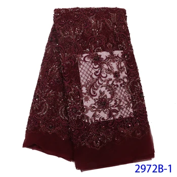 

Luxury Handmade Beads Lace Latest African Fabrics Nigerian French Tulle Mesh Lace for Nigeria Mesh Net Lace Beaded Lace APW2972B
