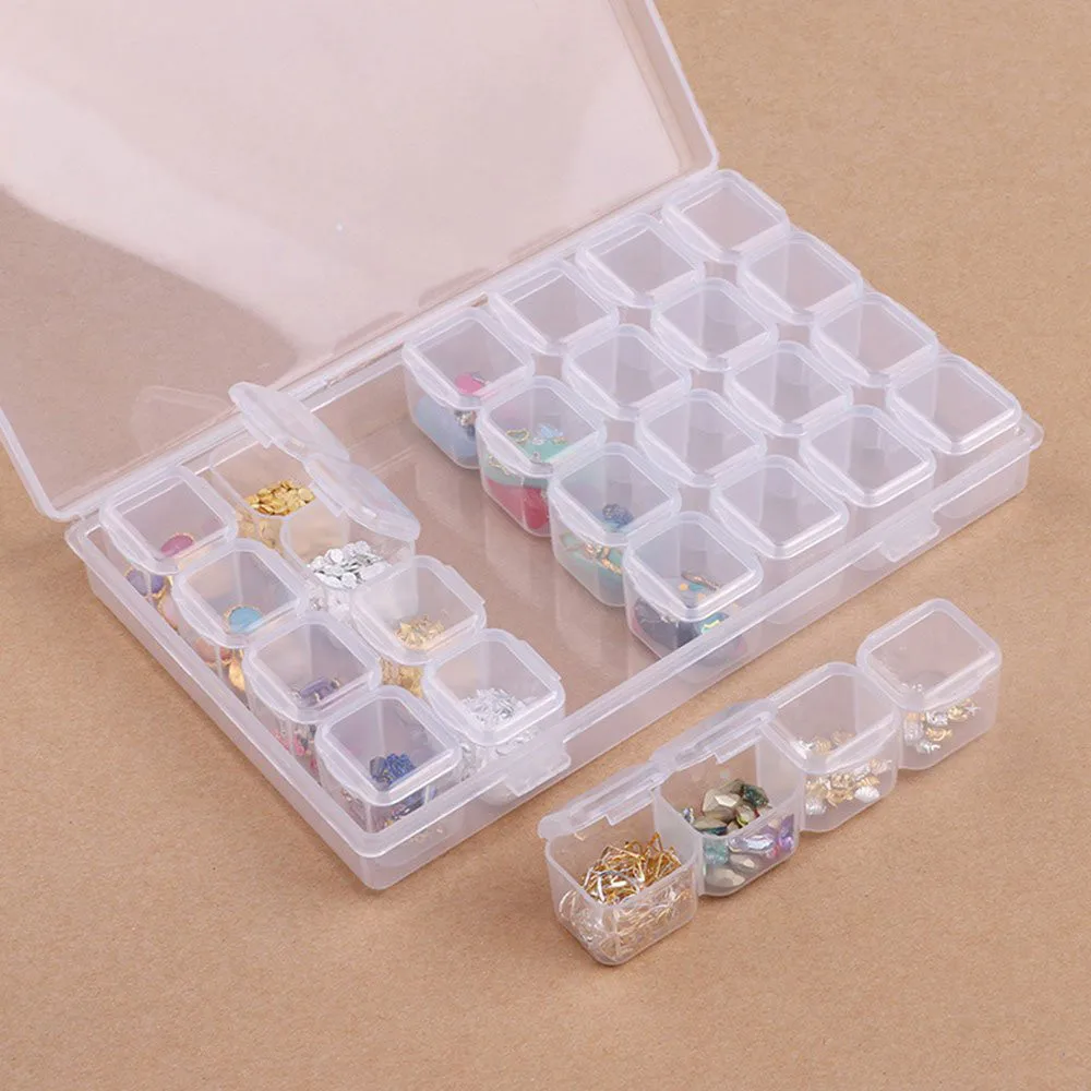 2 упаковки 28 сеток алмазная живопись наборы пластиковая коробка для хранения дизайн ногтей инструменты из горного хрусталя бусины Коробка Для Хранения Чехол Органайзер держатель# B15