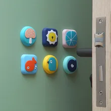 Cute Cartoon Silicone Door Stopper Self Adhesive Door Knob Wall Protector Door Handle Bumper Guard Furniture Anti-collision Pad