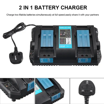 

Dual Port 4A Lithium Ion Battery Fast Charger UK Plug 14.4V-18V Battery Charger Replace Electric Power Tool Parts