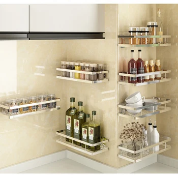 

Baffect Kitchen Shelf for Storage Organizer Wall Shelf Spice Rack Punch Free Stainless Steel Storage Shelves Rack for Kitchen