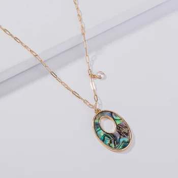 

100 pcs/lot Europe and the United States hot new products summer beach accessories fashion oval color abalone shell necklace