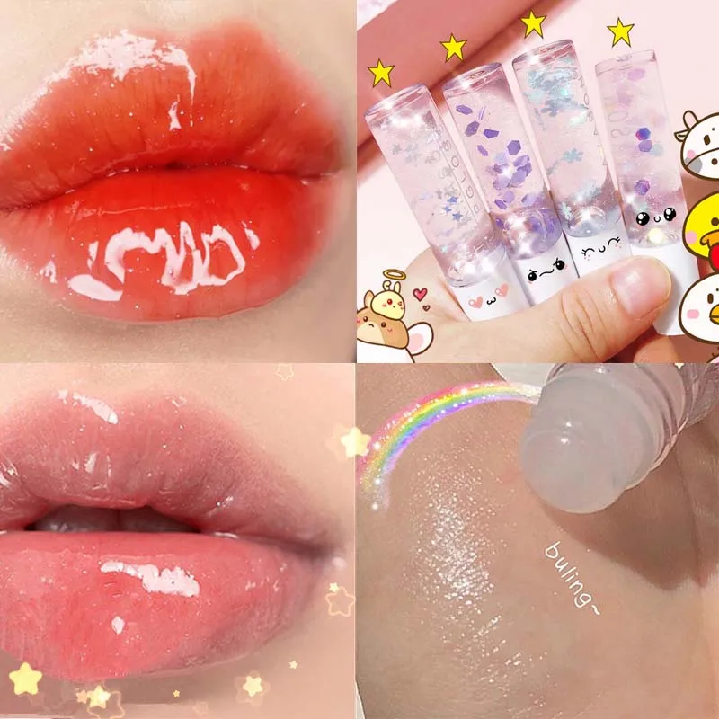 

Roll-on transparent with glitter lip bite pearlescent white primer lip gloss transparent shiny lip gloss moisturizing lip oil