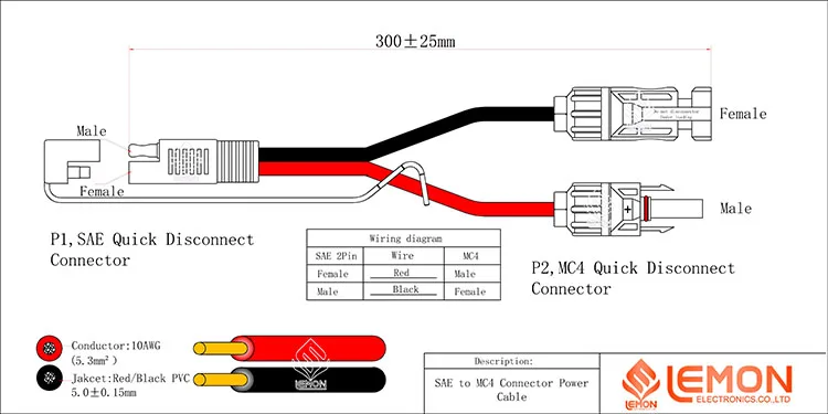 MC4 к SAE адаптер 10 AWG Кабельный разъем с 1 шт. SAE к SAE полярности обратные разъемы для RV панели солнечных батарей(MC4-SAE