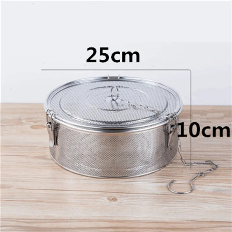 W25xH10cm Круглая Дыра 304 из нержавеющей стали мешок для приправ соуса супа вкус коробка для специй корзина рассола горячий горшок шлак разделительные фильтры для дуршлага - Цвет: W25xH10cm