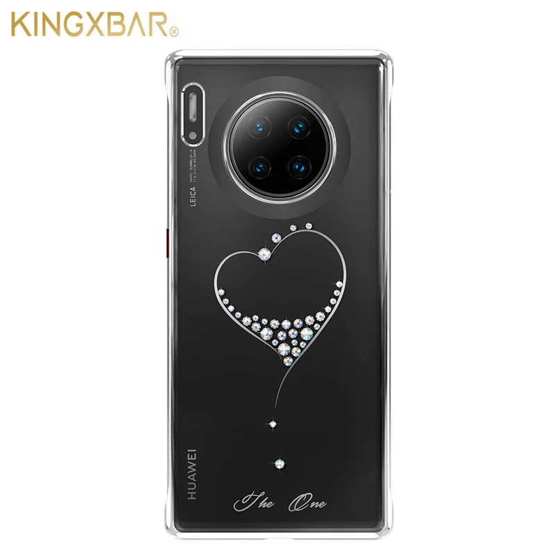 Kingxbar чехол, украшенный кристаллами Swarovski, для huawei mate 30/Pro, роскошный, с сердцем, тонкий, твердый, прозрачный, PC чехол - Цвет: Clear Silver