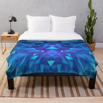 

Drop Shipping Printed Throw Blanket Sherpa Fleece Soft Blanket Flannel Rug Home Decoration For Bed Deep Blue Collosal Low Poly T